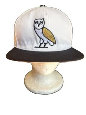 OVO October’s Very Own Drake Snapback Hat Cap White/Black Wool Blend Made U.S.A.